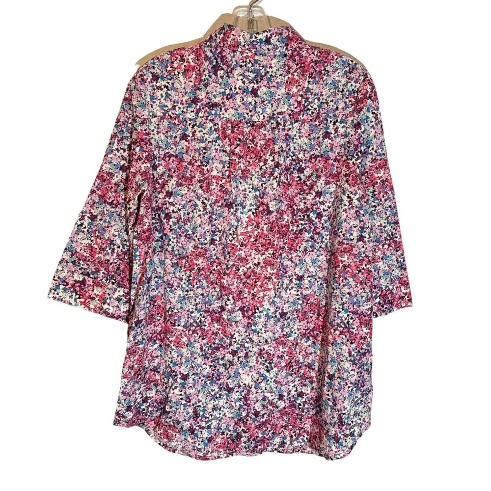 Roamans Womens Floral Tunic Top 14W 3/4 Sleeve Cotton/Poly Blend women blouse. - Picture 12 of 12